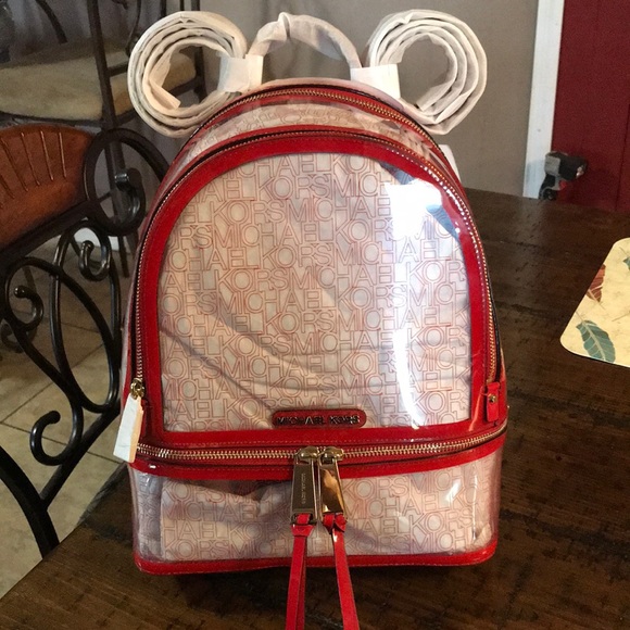 Michael Kors Handbags - Michael Kors Rhea backpack red clear